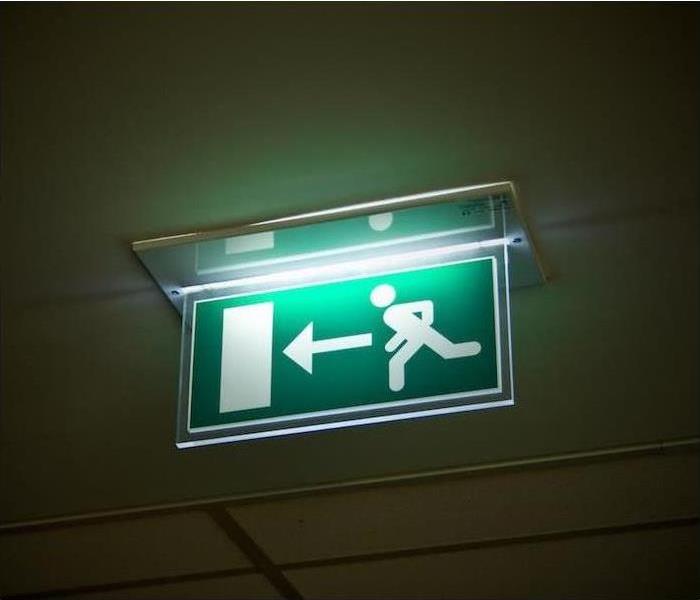 exit sign in a commercial building